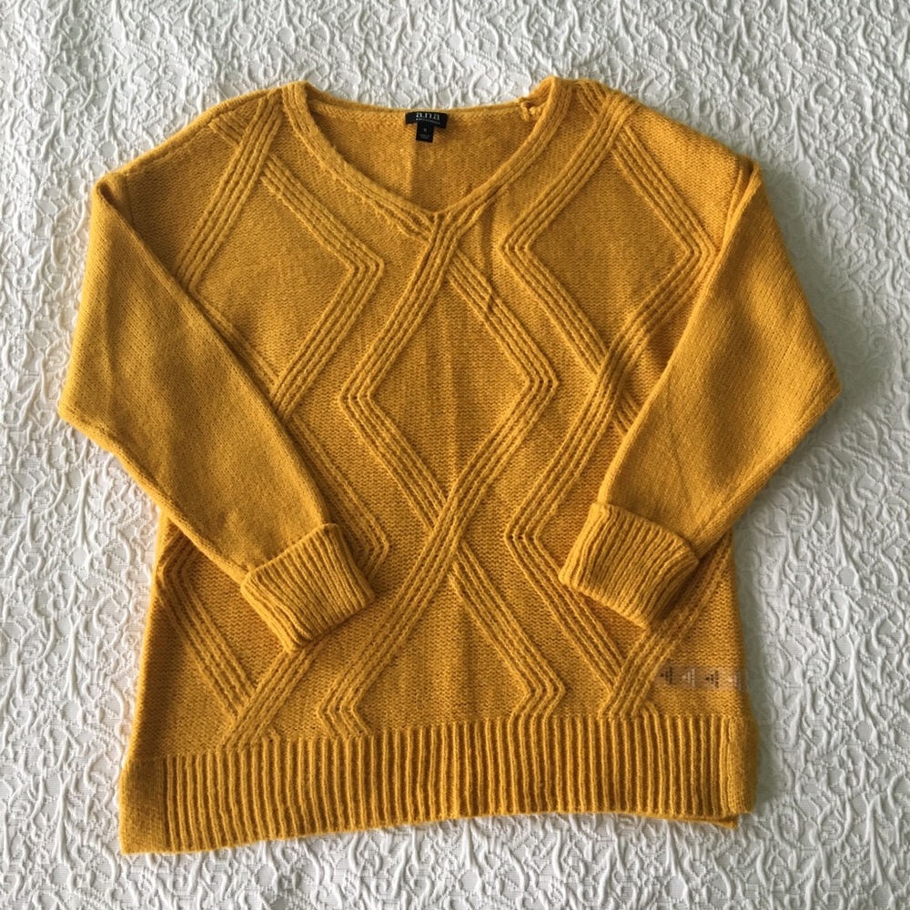 💥 Mustard V Neck Cable Sweater